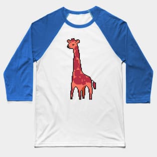 Pixel Wildlife: Vibrant Giraffe in Natural Habitat Baseball T-Shirt
